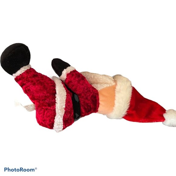 Santa Claus Plush 12" Red Velvet Suit White Trim Plaid Sack Holiday Decor - Picture 4 of 7